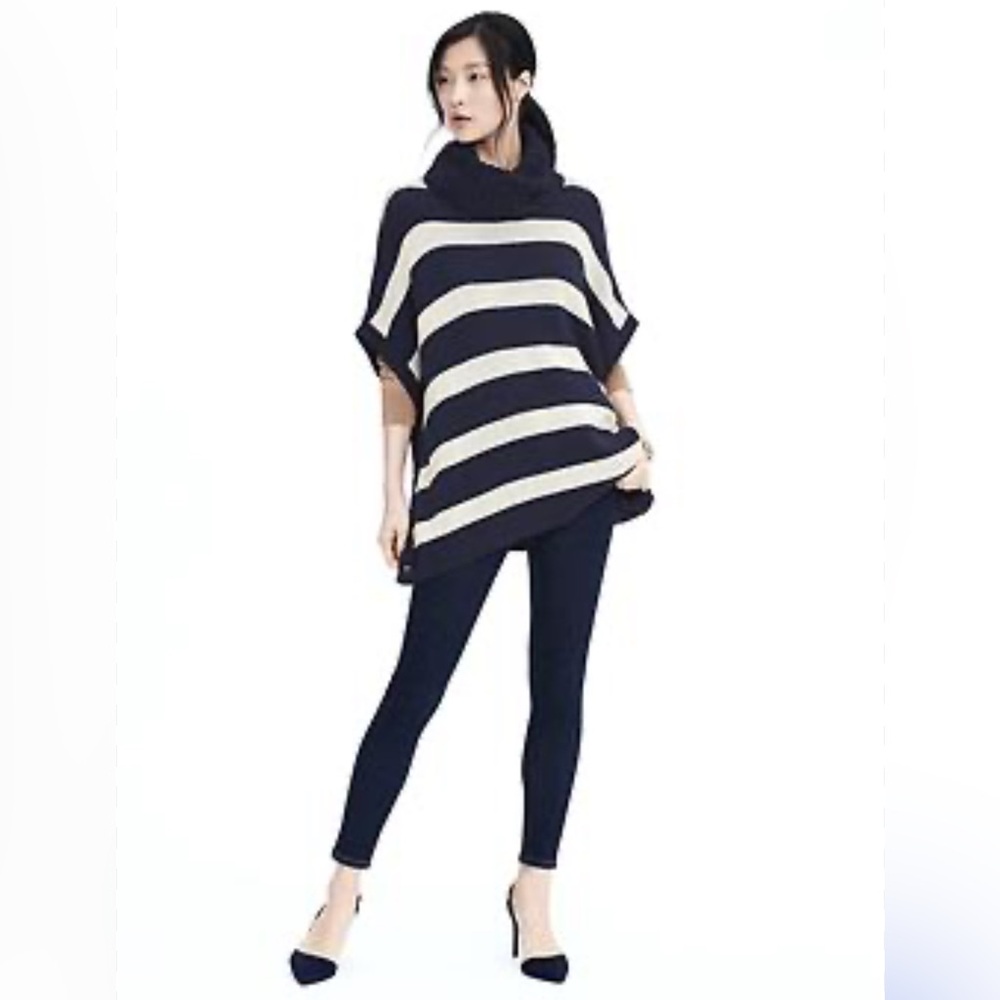 Banana Republic REVERSIBLE STRIPE TURTLENECK PONCHO XS/S